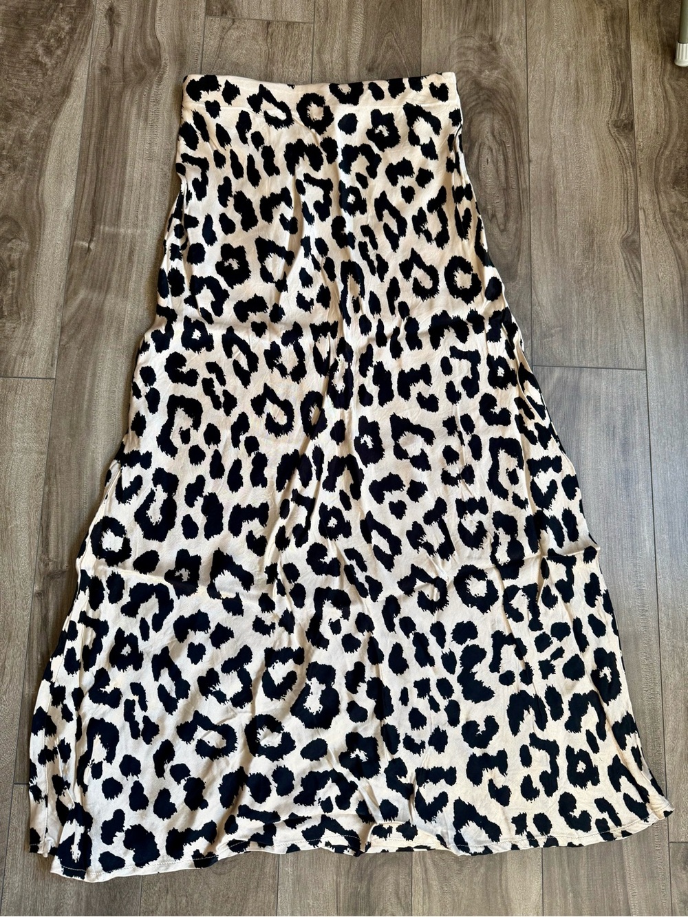 Leopard Print Maxi Skirt in Black and Cream